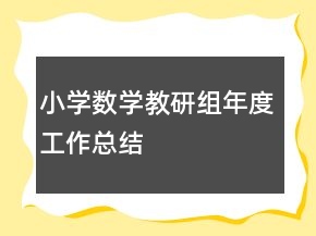 小學(xué)數(shù)學(xué)教研組年度工作總結(jié)