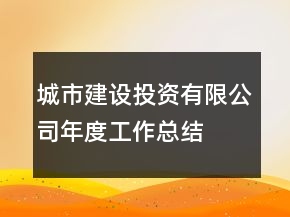 城市建設投資有限公司年度工作總結(jié)