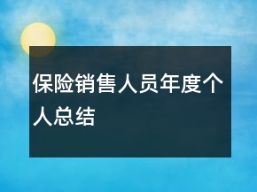 保險銷售人員年度個人總結