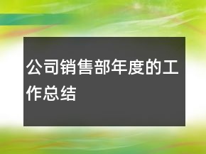 公司銷售部年度的工作總結(jié)