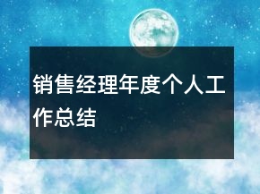 銷售經(jīng)理年度個人工作總結(jié)