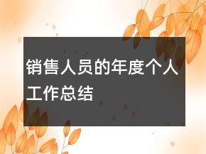 銷售人員的年度個(gè)人工作總結(jié)