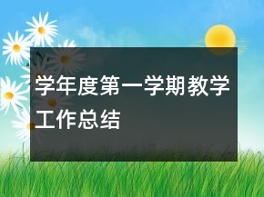 學年度第一學期教學工作總結(jié)