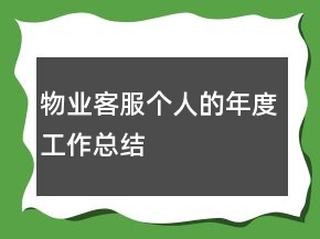 物業(yè)客服個(gè)人的年度工作總結(jié)