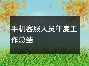 手機客服人員年度工作總結(jié)