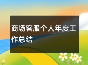 商場客服個(gè)人年度工作總結(jié)