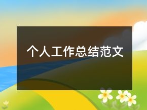 個(gè)人工作總結(jié)范文