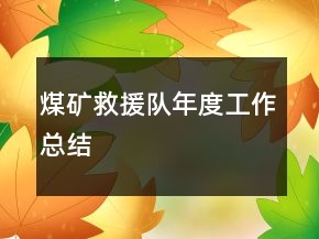 煤礦救援隊(duì)年度工作總結(jié)