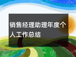 銷售經(jīng)理助理年度個人工作總結