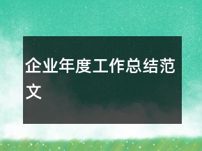 企業(yè)年度工作總結范文