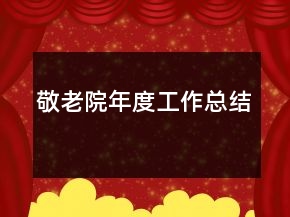 敬老院年度工作總結(jié)