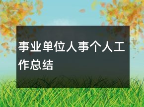 事業(yè)單位人事個人工作總結(jié)