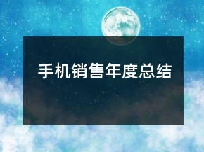 手機(jī)銷(xiāo)售年度總結(jié)
