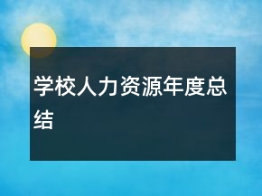學(xué)校人力資源年度總結(jié)