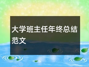 大學(xué)班主任年終總結(jié)范文