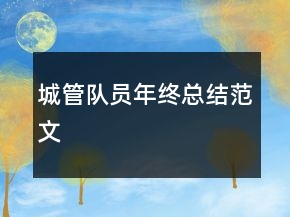 城管隊員年終總結(jié)范文