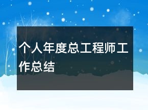 個(gè)人年度總工程師工作總結(jié)
