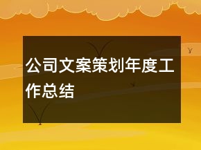 公司文案策劃年度工作總結(jié)