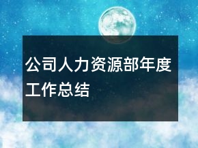 公司人力資源部年度工作總結(jié)