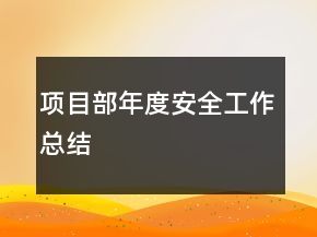 項目部年度安全工作總結