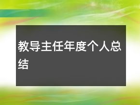 教導(dǎo)主任年度個人總結(jié)