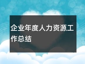 企業(yè)年度人力資源工作總結(jié)