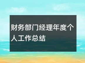 財務(wù)部門經(jīng)理年度個人工作總結(jié)
