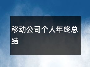 移動(dòng)公司個(gè)人年終總結(jié)
