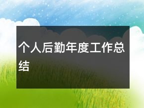 個(gè)人后勤年度工作總結(jié)