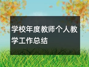 學(xué)校年度教師個人教學(xué)工作總結(jié)