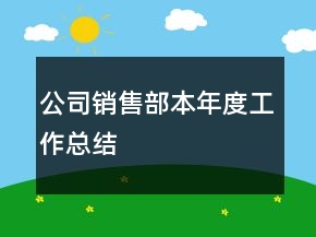 公司銷(xiāo)售部本年度工作總結(jié)