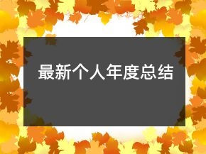 最新個人年度總結(jié)