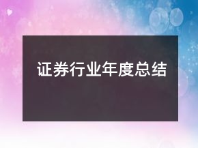 證券行業(yè)年度總結(jié)