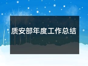 質安部年度工作總結