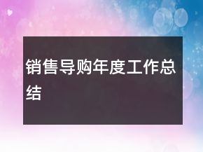 銷售導購年度工作總結