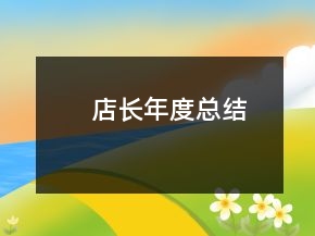 店長(zhǎng)年度總結(jié)