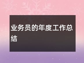 業(yè)務(wù)員的年度工作總結(jié)