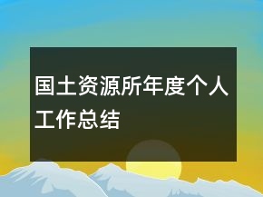 國土資源所年度個(gè)人工作總結(jié)