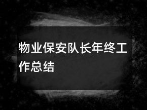 物業(yè)保安隊長年終工作總結(jié)