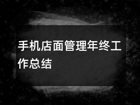 手機(jī)店面管理年終工作總結(jié)