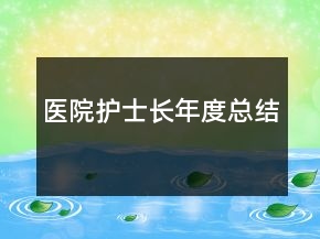 醫(yī)院護(hù)士長(zhǎng)年度總結(jié)