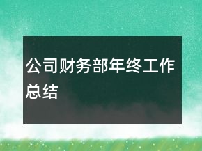 公司財務(wù)部年終工作總結(jié)