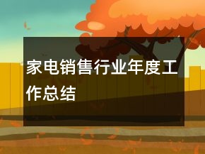 家電銷售行業(yè)年度工作總結(jié)