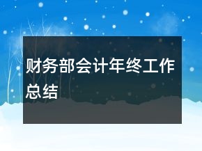 財務部會計年終工作總結