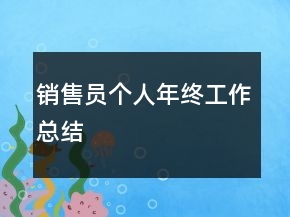 銷售員個人年終工作總結(jié)