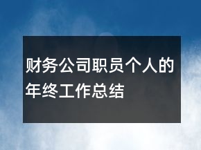 財務(wù)公司職員個人的年終工作總結(jié)