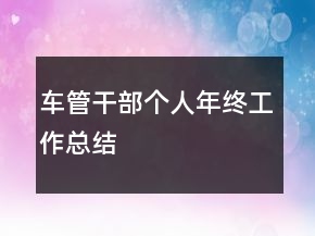 車管干部個人年終工作總結
