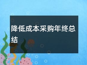 降低成本采購(gòu)年終總結(jié)