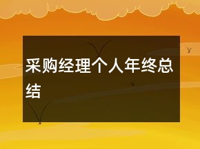 采購經(jīng)理個人年終總結