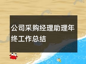 公司采購經理助理年終工作總結